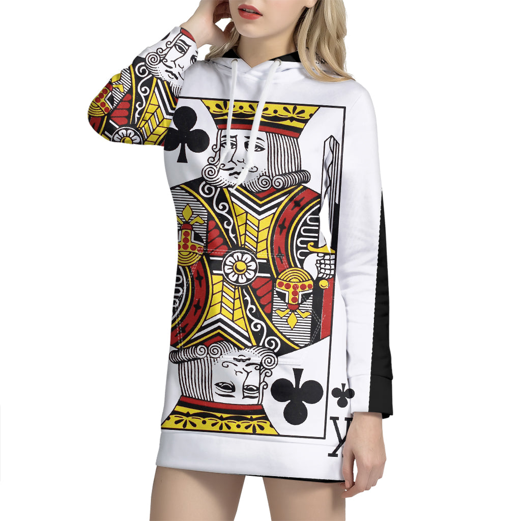 King Of Clubs Playing Card Print Pullover Hoodie Dress