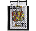 King Of Clubs Playing Card Print Quilt Bed Set
