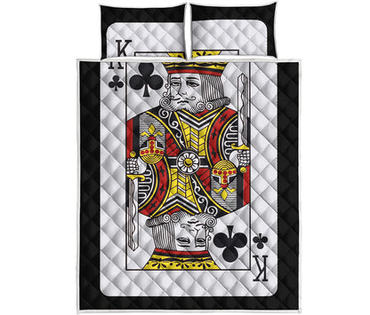 King Of Clubs Playing Card Print Quilt Bed Set