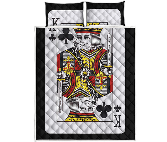 King Of Clubs Playing Card Print Quilt Bed Set