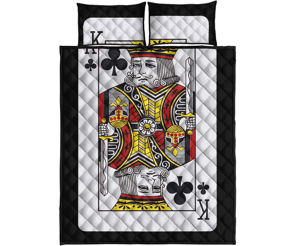 King Of Clubs Playing Card Print Quilt Bed Set
