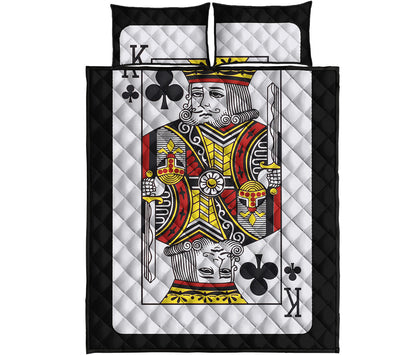 King Of Clubs Playing Card Print Quilt Bed Set