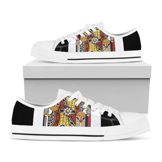 King Of Clubs Playing Card Print White Low Top Shoes