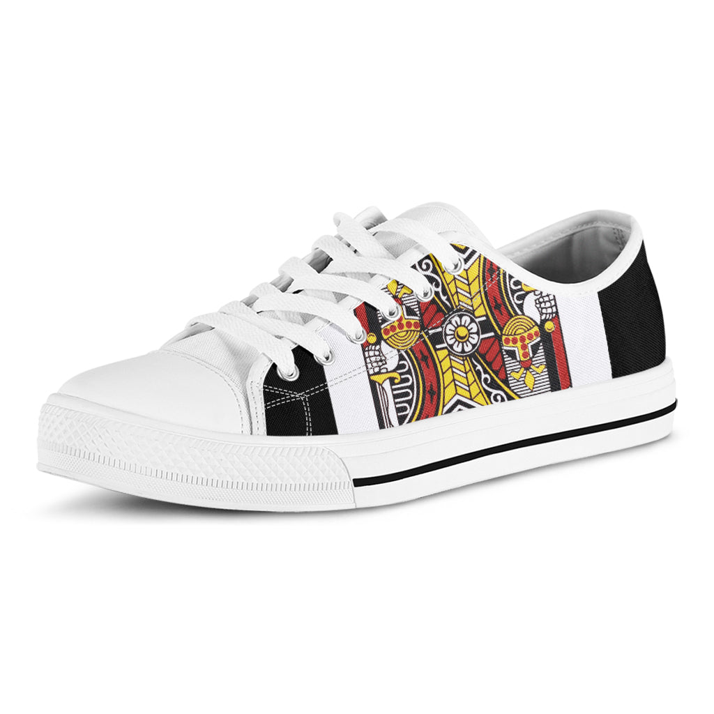 King Of Clubs Playing Card Print White Low Top Shoes