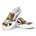 King Of Clubs Playing Card Print White Slip On Sneakers