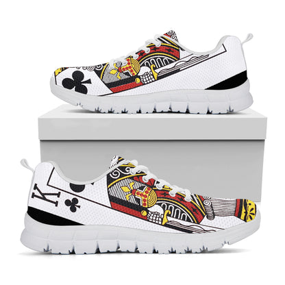 King Of Clubs Playing Card Print White Sneakers