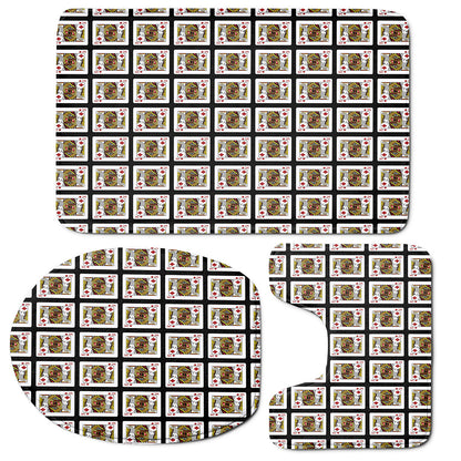 King Of Diamonds Playing Card Pattern Print 3 Piece Bath Mat Set