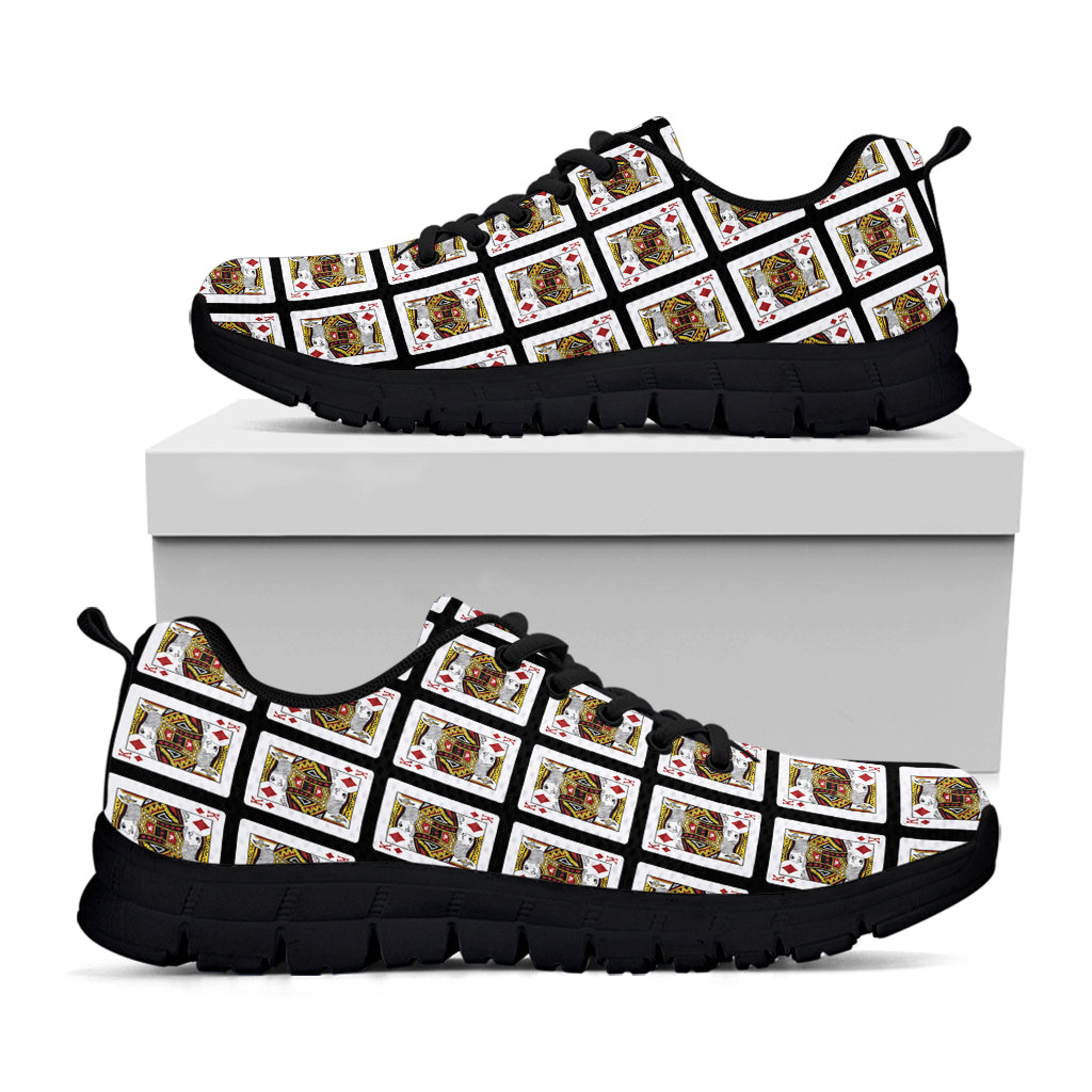 King Of Diamonds Playing Card Pattern Print Black Sneakers