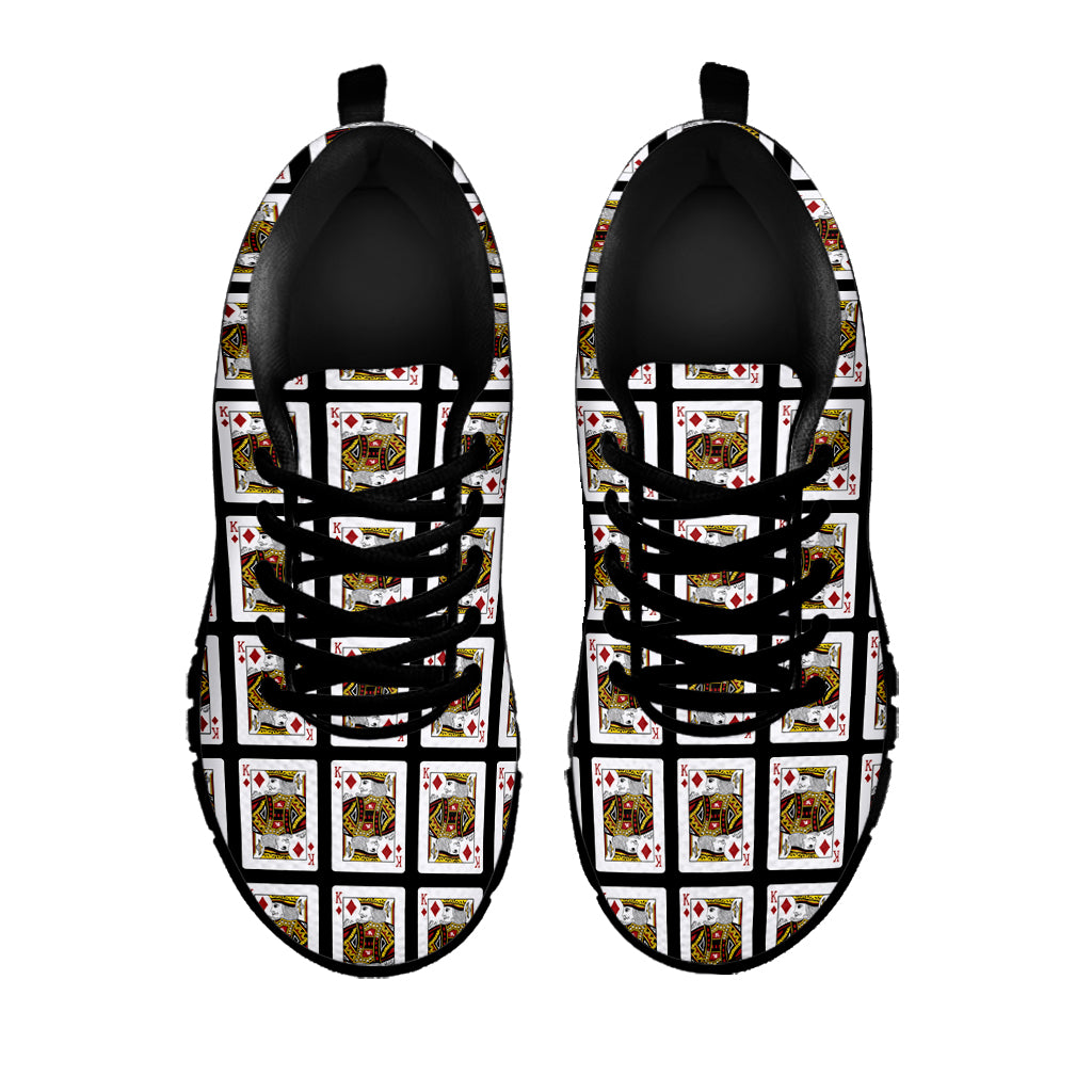 King Of Diamonds Playing Card Pattern Print Black Sneakers