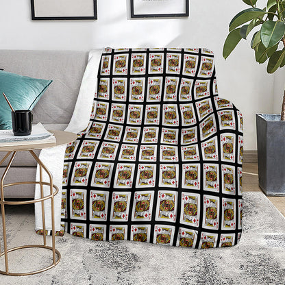 King Of Diamonds Playing Card Pattern Print Blanket