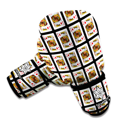 King Of Diamonds Playing Card Pattern Print Boxing Gloves