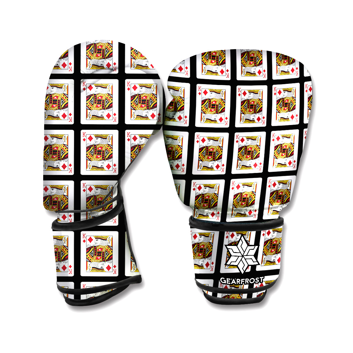 King Of Diamonds Playing Card Pattern Print Boxing Gloves