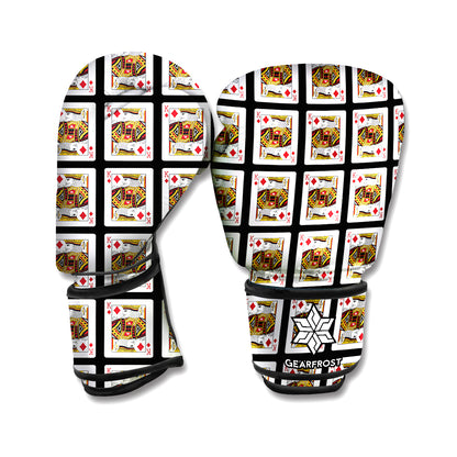 King Of Diamonds Playing Card Pattern Print Boxing Gloves