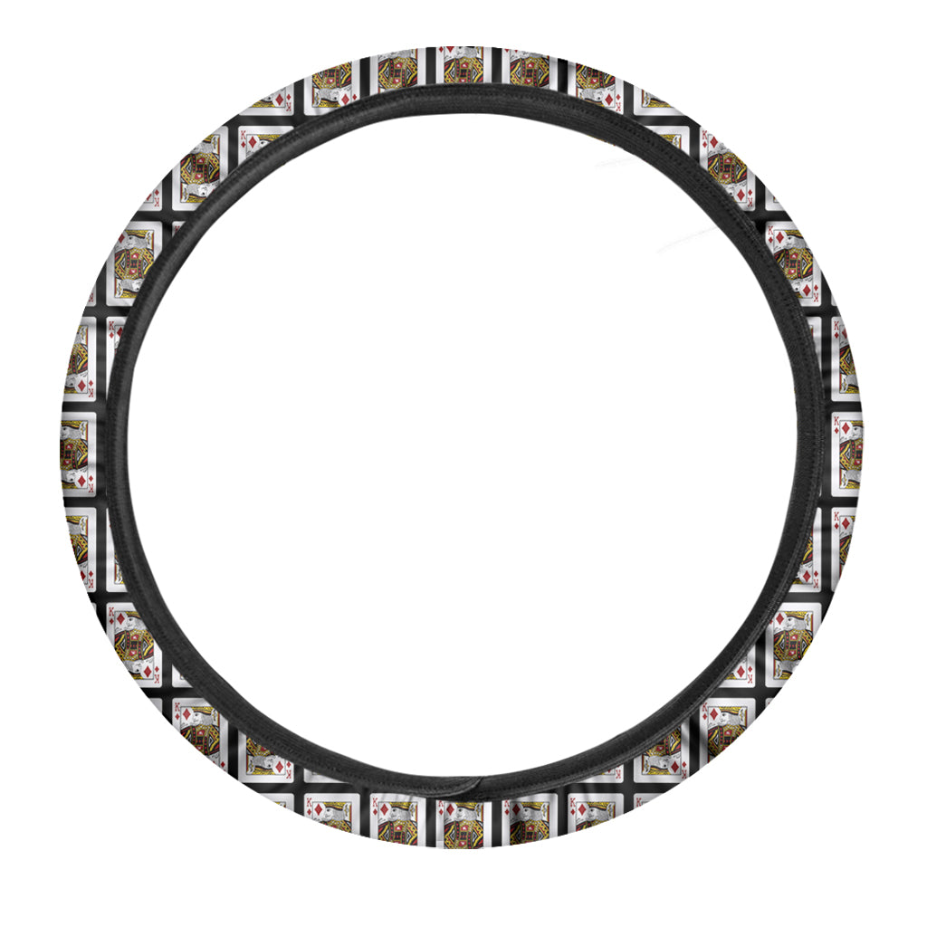 King Of Diamonds Playing Card Pattern Print Car Steering Wheel Cover