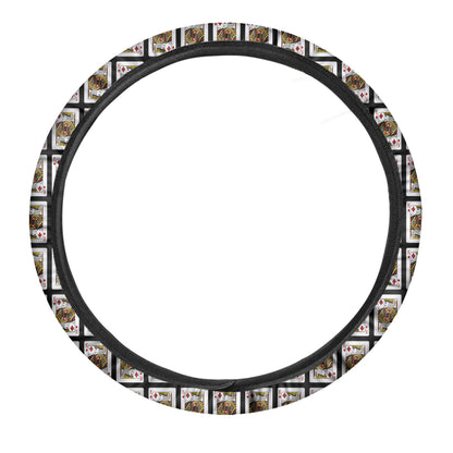 King Of Diamonds Playing Card Pattern Print Car Steering Wheel Cover