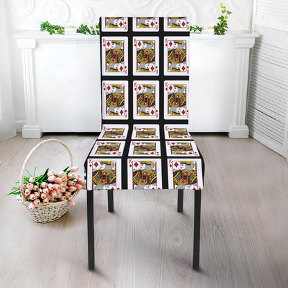 King Of Diamonds Playing Card Pattern Print Dining Chair Slipcover