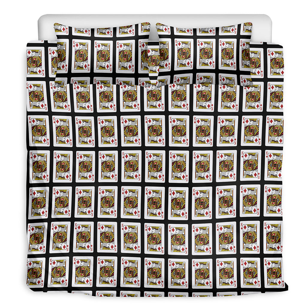 King Of Diamonds Playing Card Pattern Print Duvet Cover Bedding Set