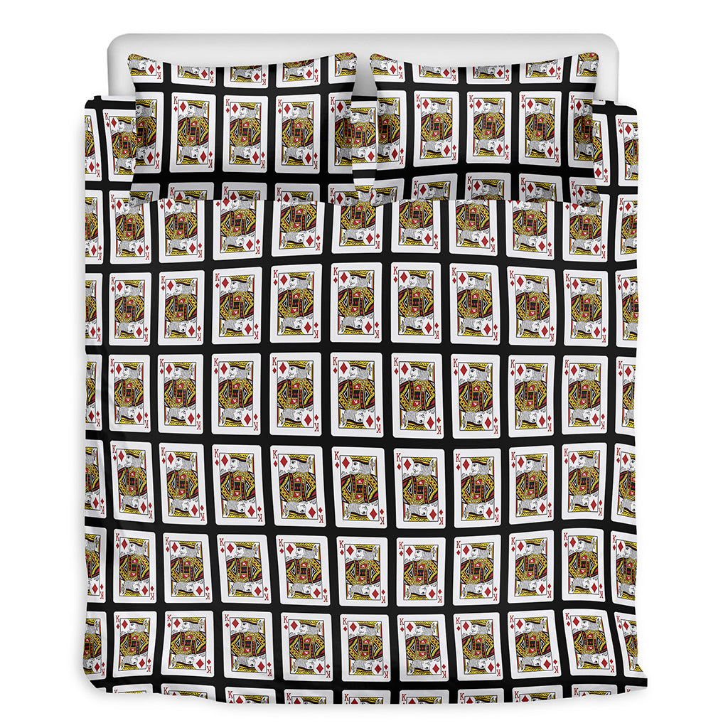 King Of Diamonds Playing Card Pattern Print Duvet Cover Bedding Set