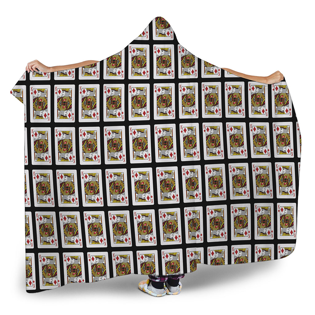 King Of Diamonds Playing Card Pattern Print Hooded Blanket