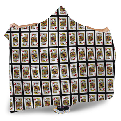 King Of Diamonds Playing Card Pattern Print Hooded Blanket