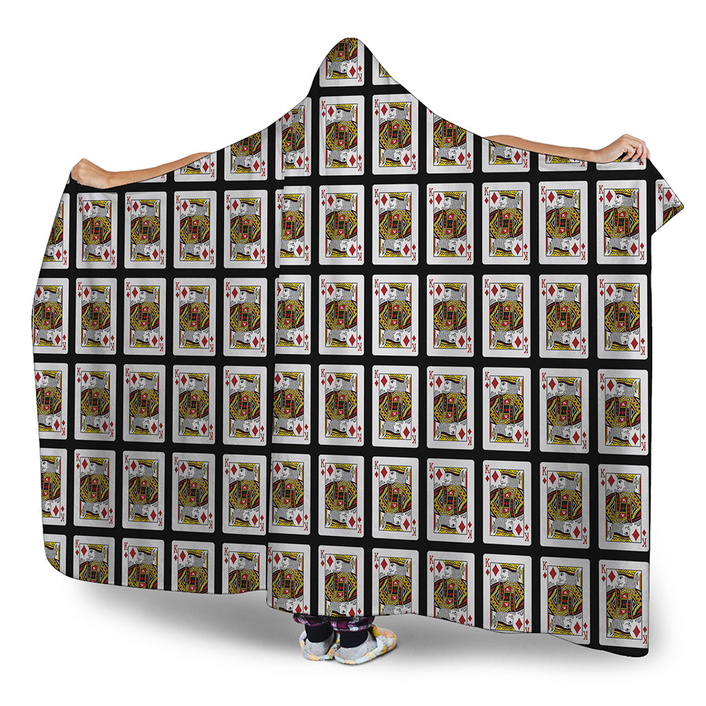 King Of Diamonds Playing Card Pattern Print Hooded Blanket