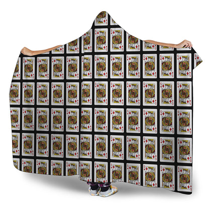 King Of Diamonds Playing Card Pattern Print Hooded Blanket