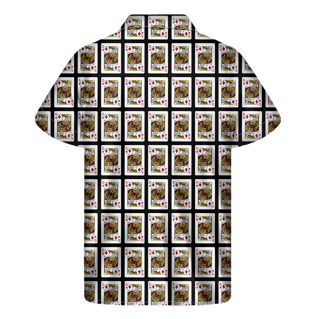 King Of Diamonds Playing Card Pattern Print Men's Short Sleeve Shirt