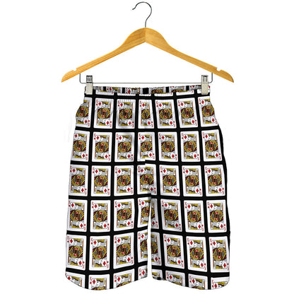 King Of Diamonds Playing Card Pattern Print Men's Shorts
