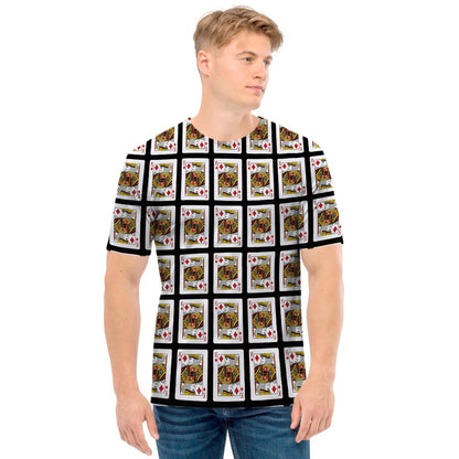 King Of Diamonds Playing Card Pattern Print Men's T-Shirt