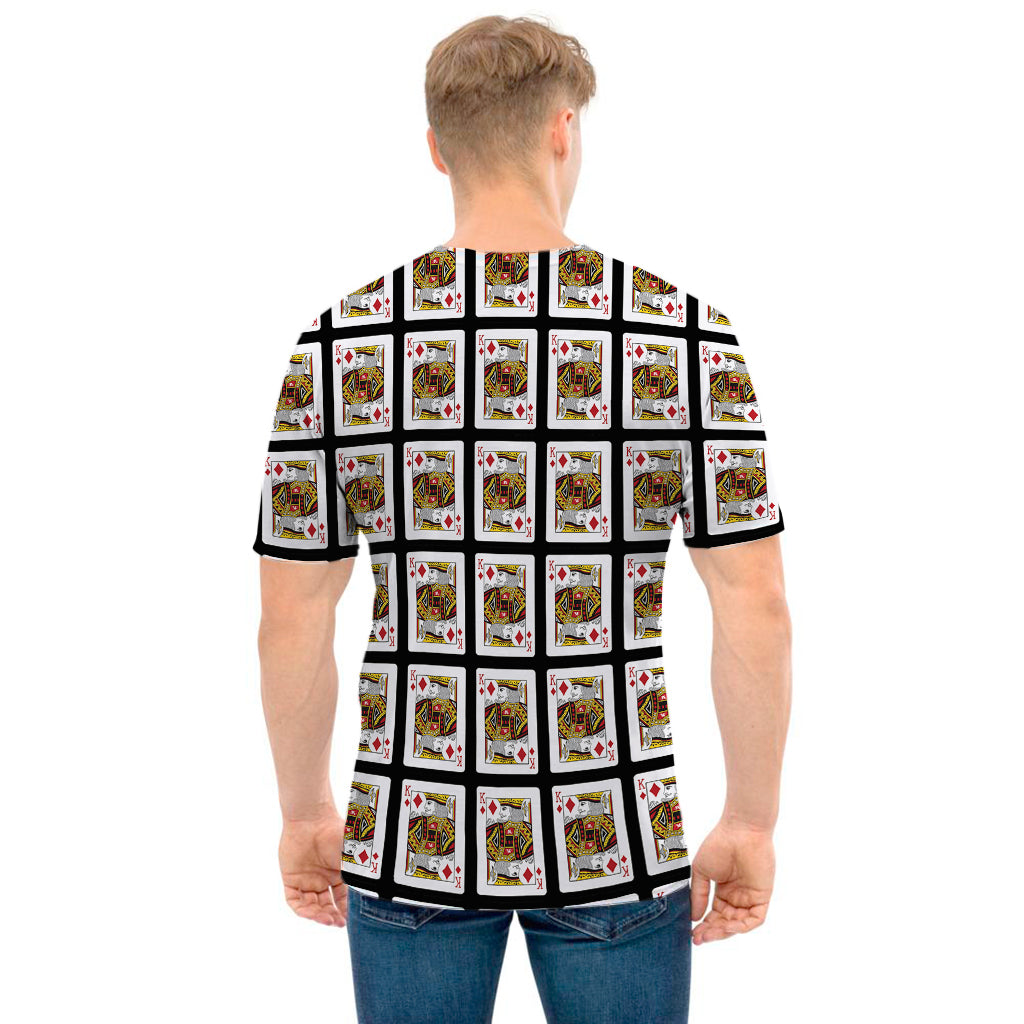 King Of Diamonds Playing Card Pattern Print Men's T-Shirt