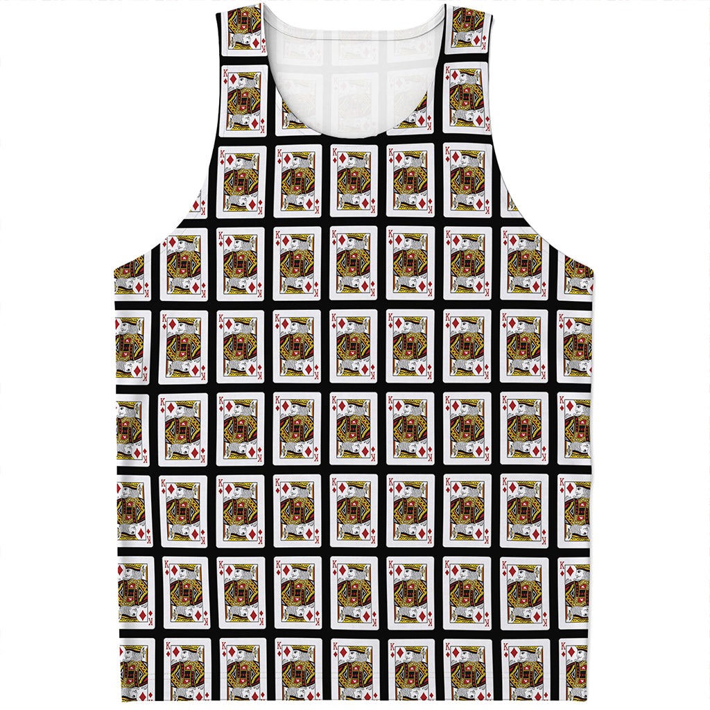 King Of Diamonds Playing Card Pattern Print Men's Tank Top