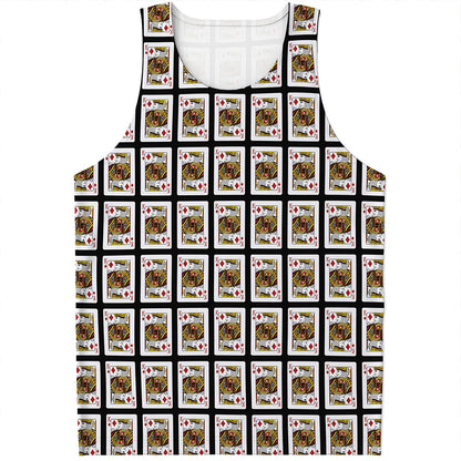 King Of Diamonds Playing Card Pattern Print Men's Tank Top