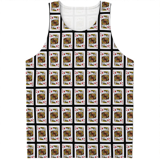 King Of Diamonds Playing Card Pattern Print Men's Tank Top