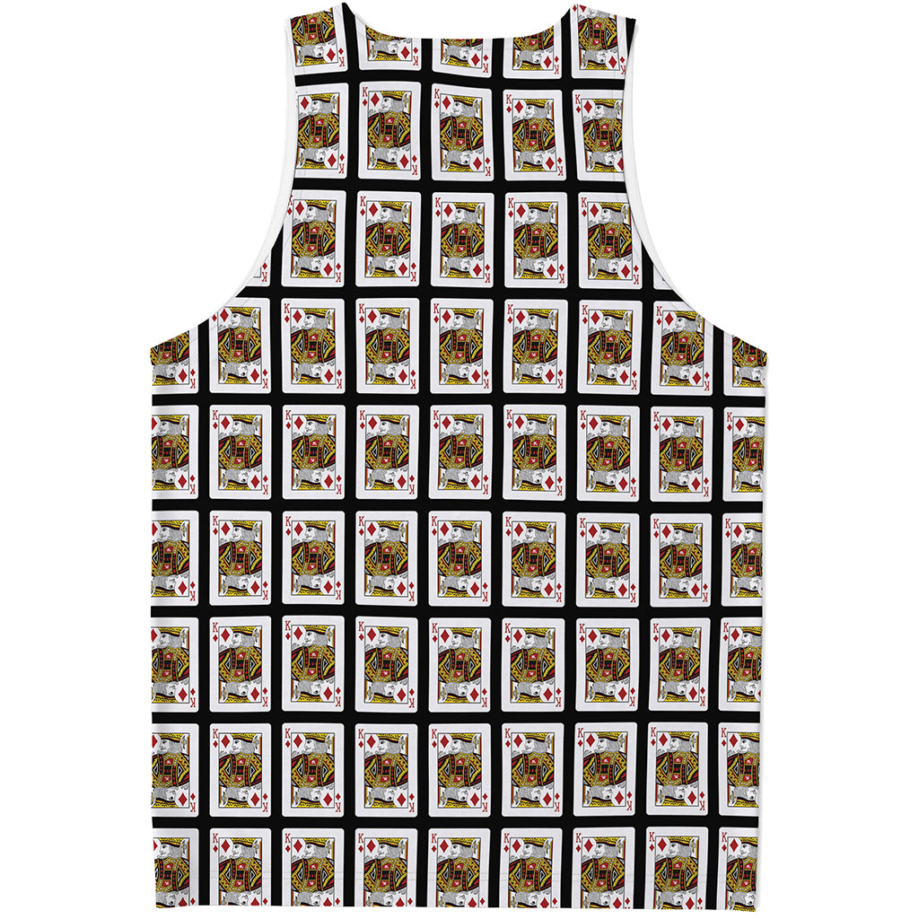 King Of Diamonds Playing Card Pattern Print Men's Tank Top