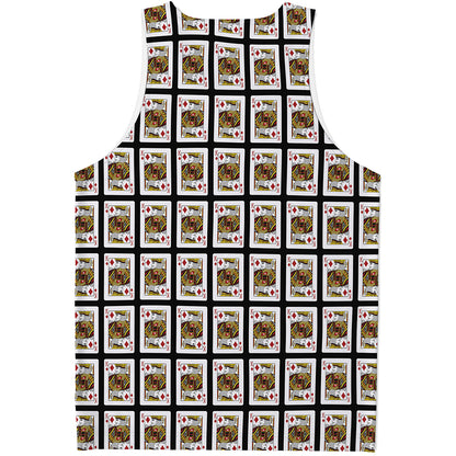 King Of Diamonds Playing Card Pattern Print Men's Tank Top