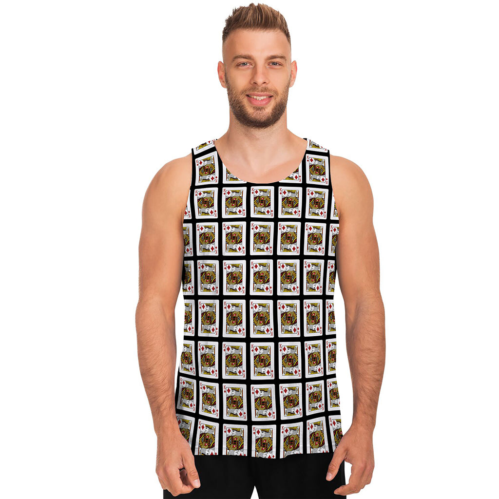 King Of Diamonds Playing Card Pattern Print Men's Tank Top