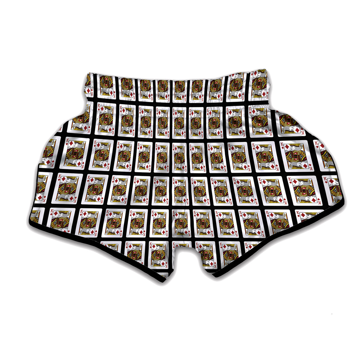 King Of Diamonds Playing Card Pattern Print Muay Thai Boxing Shorts