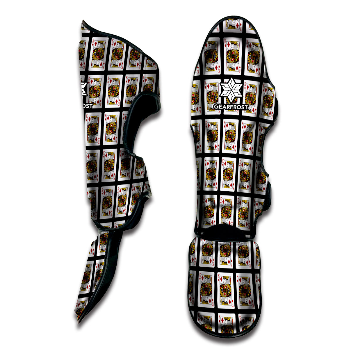 King Of Diamonds Playing Card Pattern Print Muay Thai Shin Guard