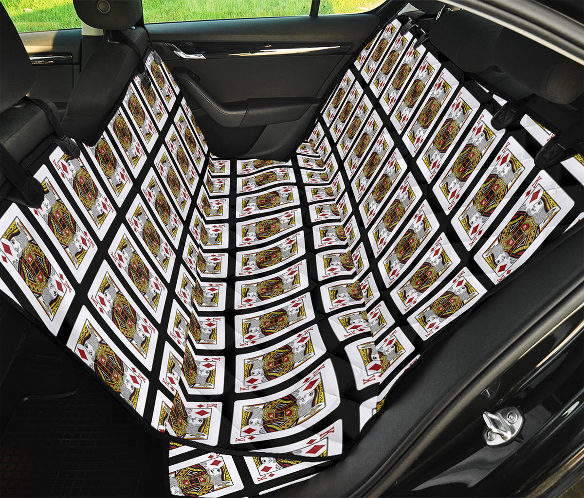 King Of Diamonds Playing Card Pattern Print Pet Car Back Seat Cover