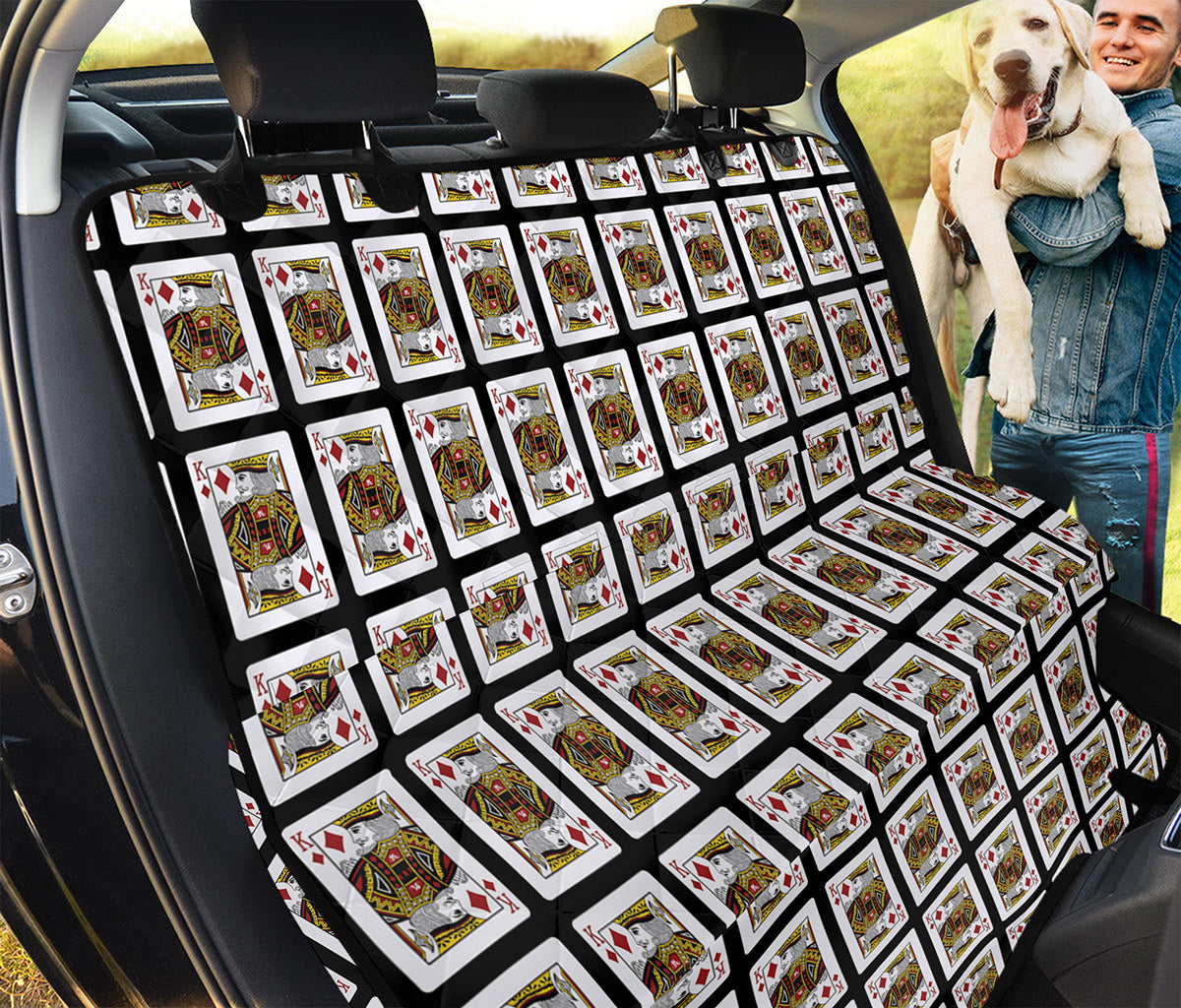 King Of Diamonds Playing Card Pattern Print Pet Car Back Seat Cover