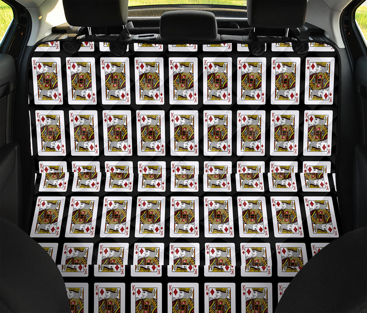 King Of Diamonds Playing Card Pattern Print Pet Car Back Seat Cover