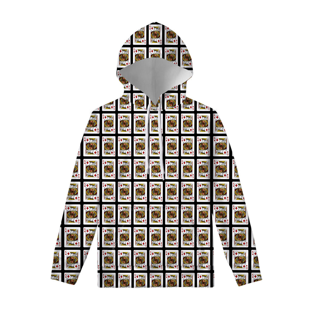 King Of Diamonds Playing Card Pattern Print Pullover Hoodie