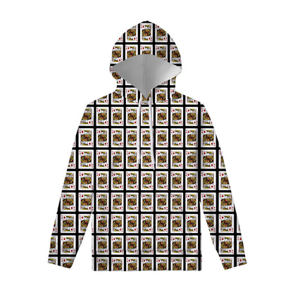 King Of Diamonds Playing Card Pattern Print Pullover Hoodie
