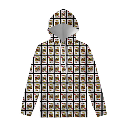 King Of Diamonds Playing Card Pattern Print Pullover Hoodie