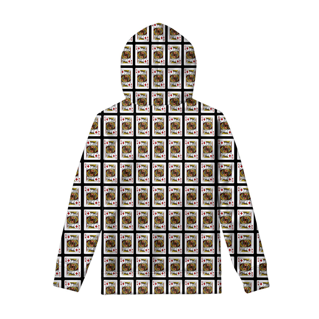 King Of Diamonds Playing Card Pattern Print Pullover Hoodie