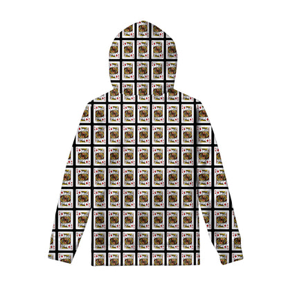 King Of Diamonds Playing Card Pattern Print Pullover Hoodie