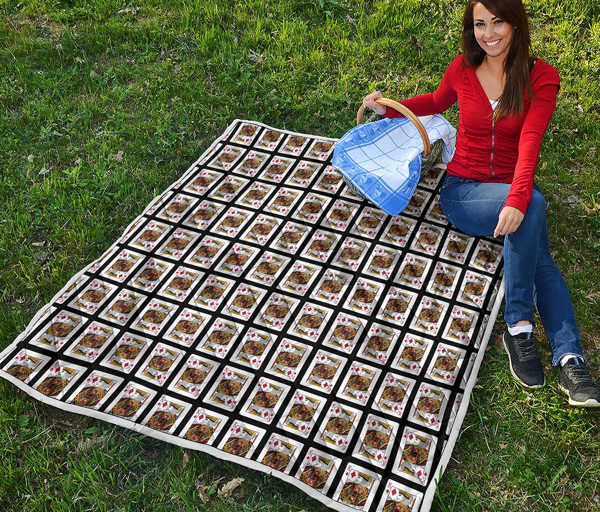 King Of Diamonds Playing Card Pattern Print Quilt