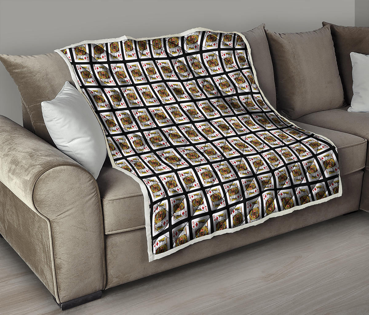 King Of Diamonds Playing Card Pattern Print Quilt