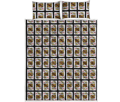 King Of Diamonds Playing Card Pattern Print Quilt Bed Set