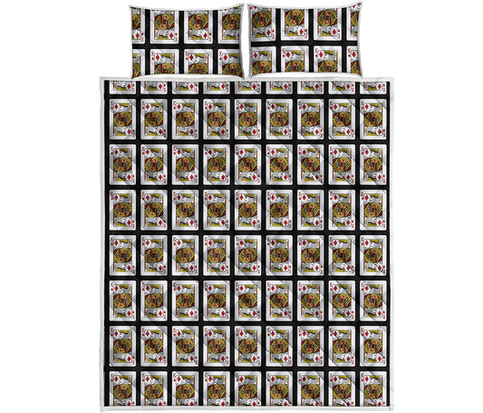 King Of Diamonds Playing Card Pattern Print Quilt Bed Set